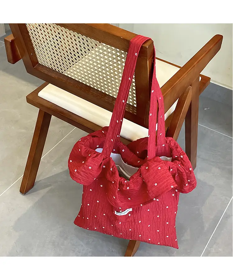 Fairy Ruffled Mesh Shoulder Bag Red Women — feature 27