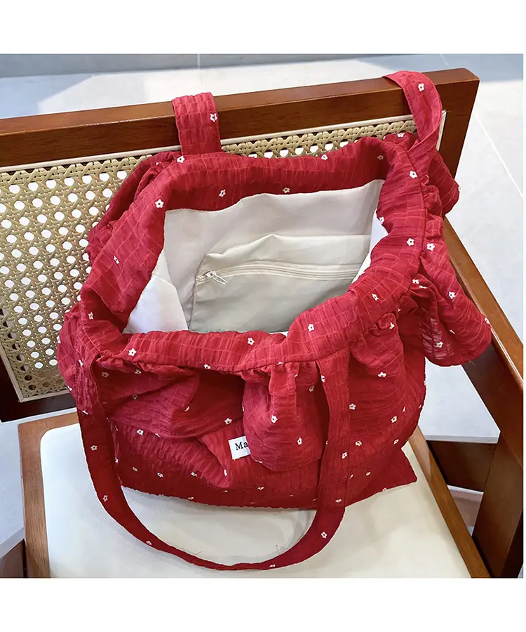 Fairy Ruffled Mesh Shoulder Bag Red Women — feature 29