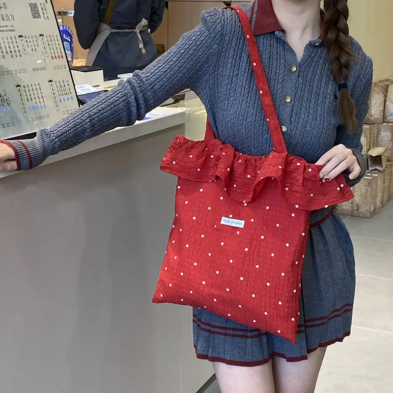 Fairy Ruffled Mesh Shoulder Bag Red Women - Image 2