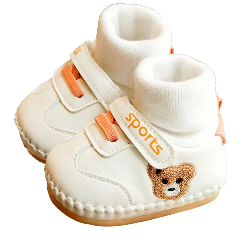 Cute Bear Embroidered Baby Shoes White Spring Autumn 0-1 Yrs