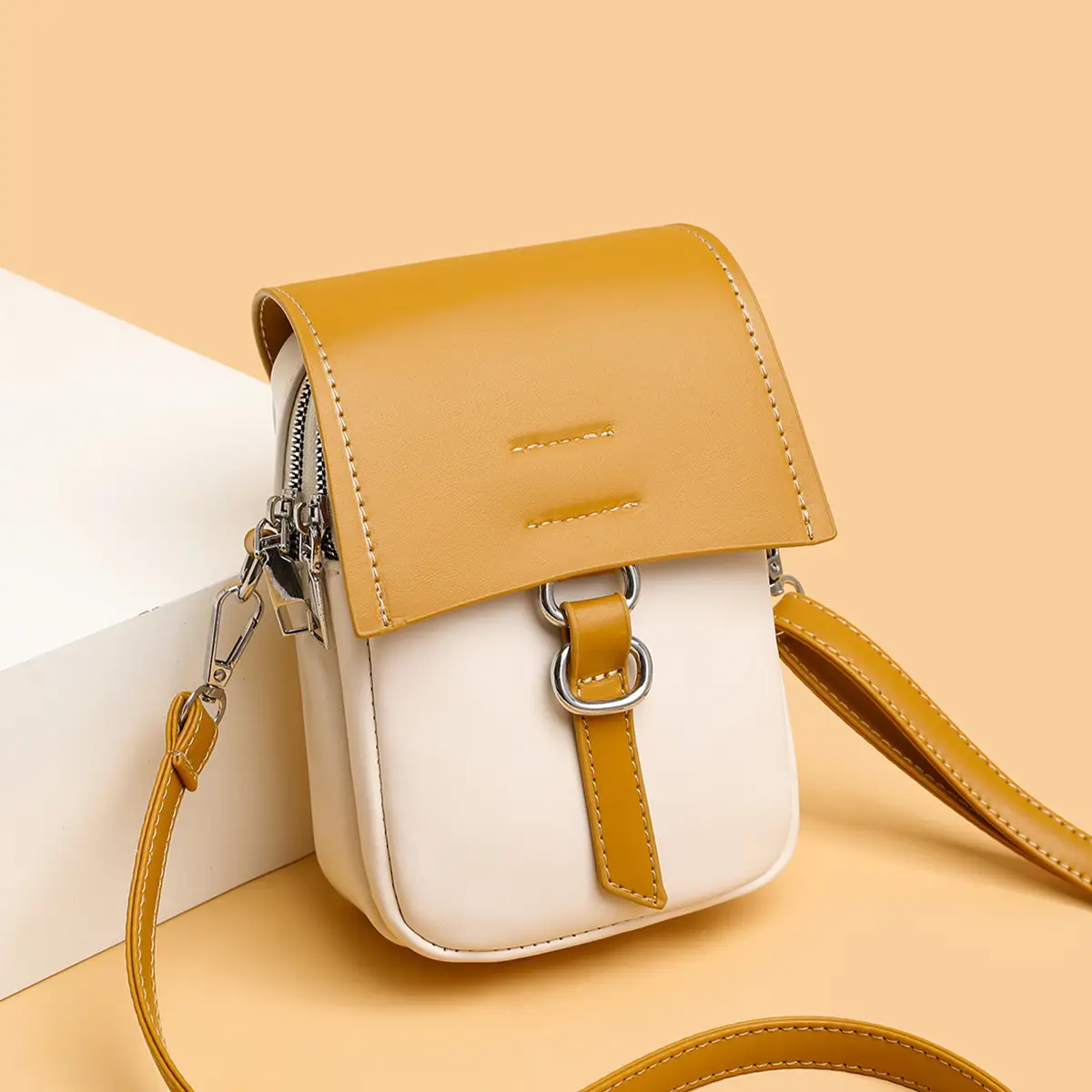 New Stylish Crossbody Bag White Yellow Mini Lightweight - Image 7
