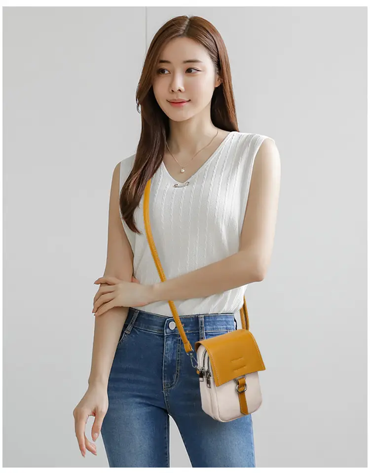 New Stylish Crossbody Bag White Yellow Mini Lightweight — feature 10