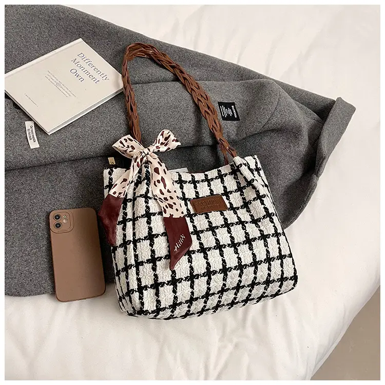 Large Capacity Plaid Shoulder Bag for Women — feature 29