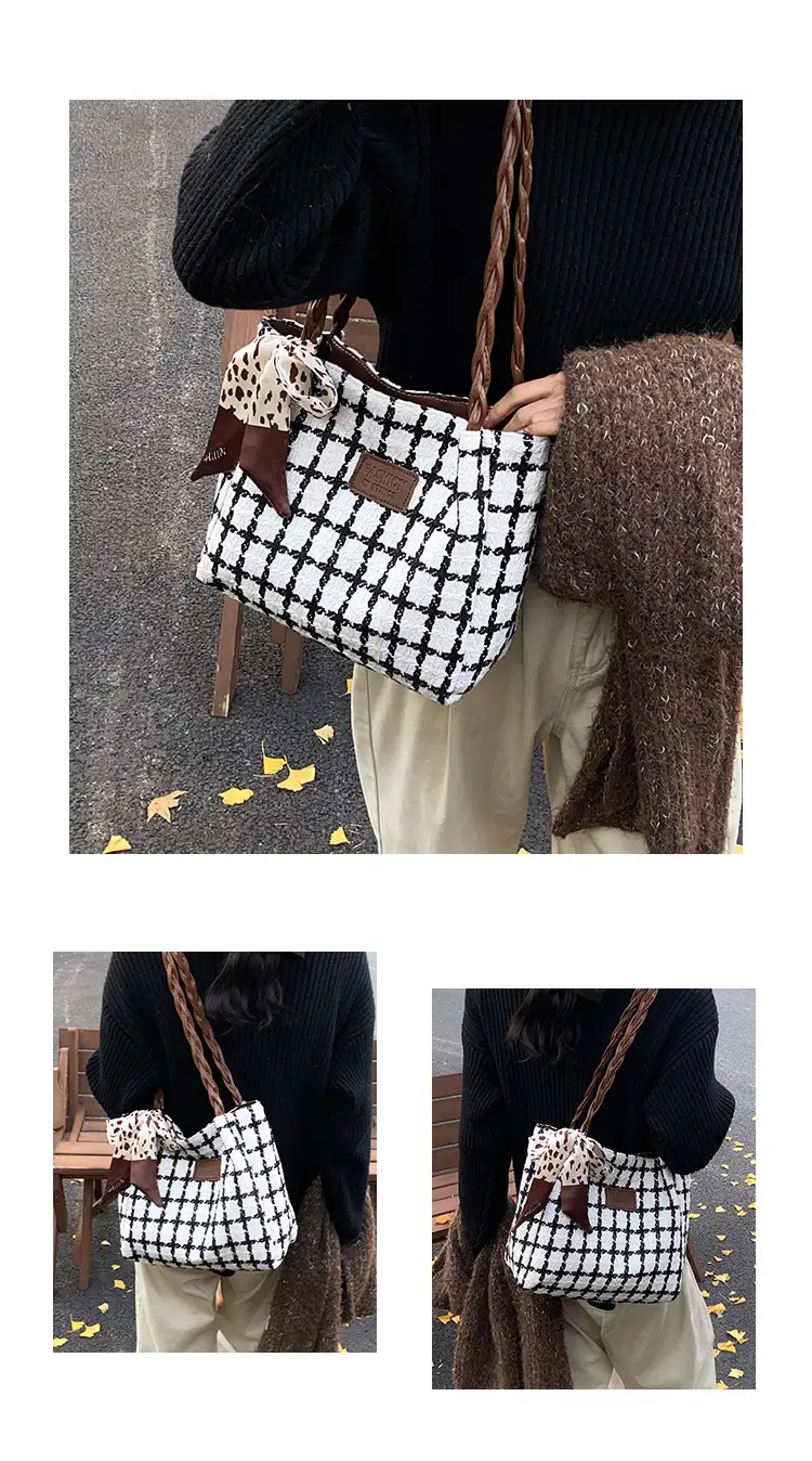 Large Capacity Plaid Shoulder Bag for Women — feature 4