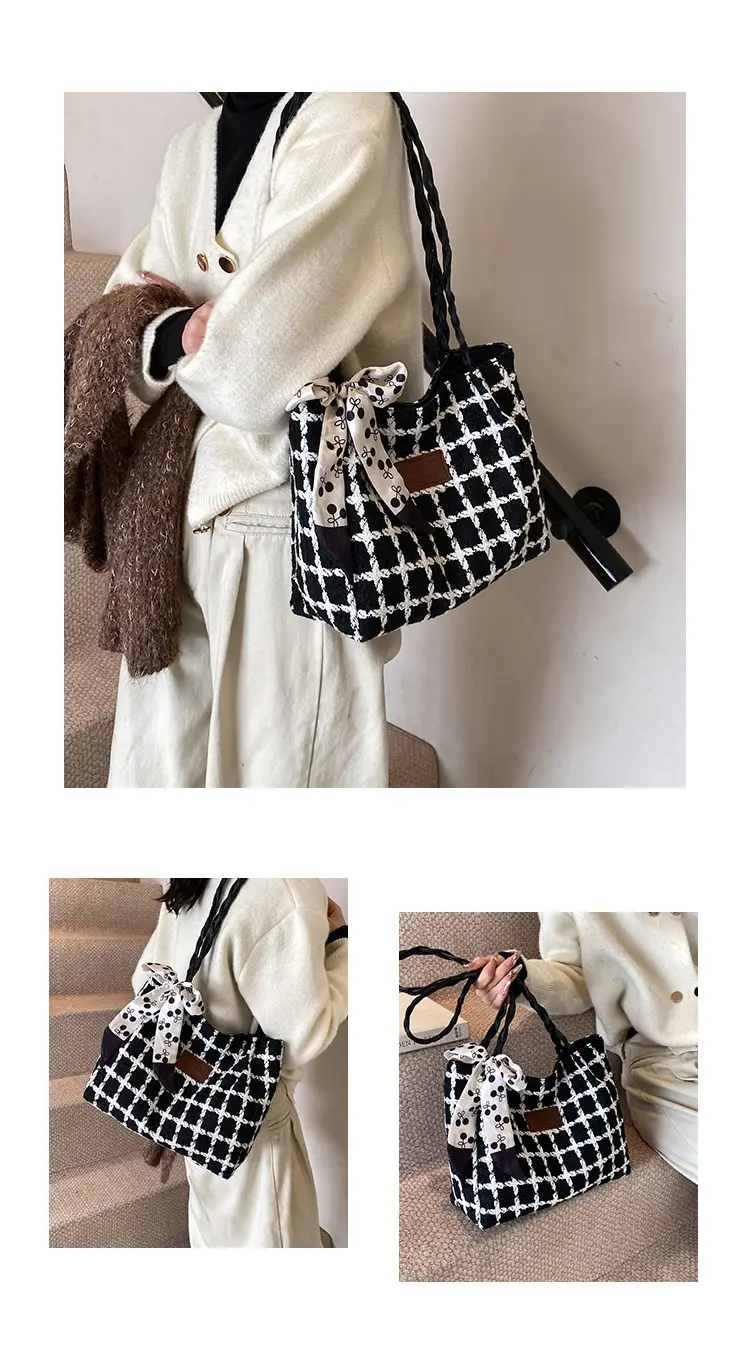 Large Capacity Plaid Shoulder Bag for Women — feature 5