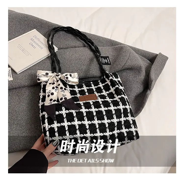 Large Capacity Plaid Shoulder Bag for Women — feature 9