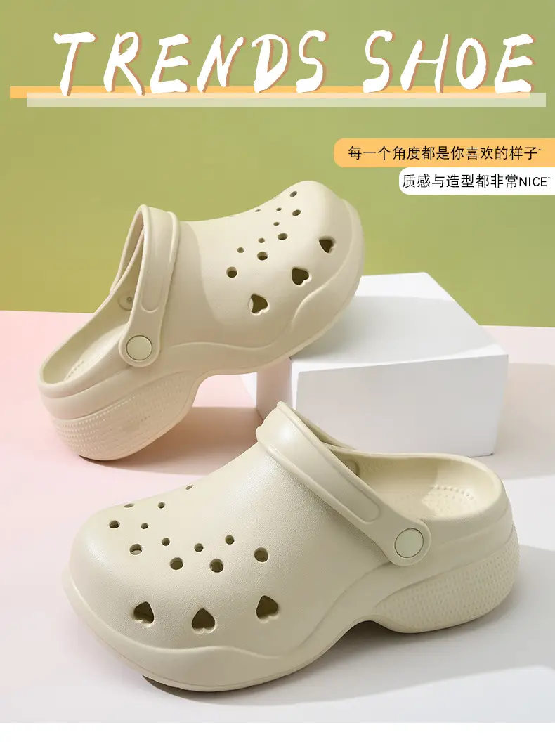 New Hole Shoes Women's Summer Increased Wear-Resistant Deodorant Tou Tops EVA Outer Wear Breathable Non-Slip Shoe Slippers — feature 1