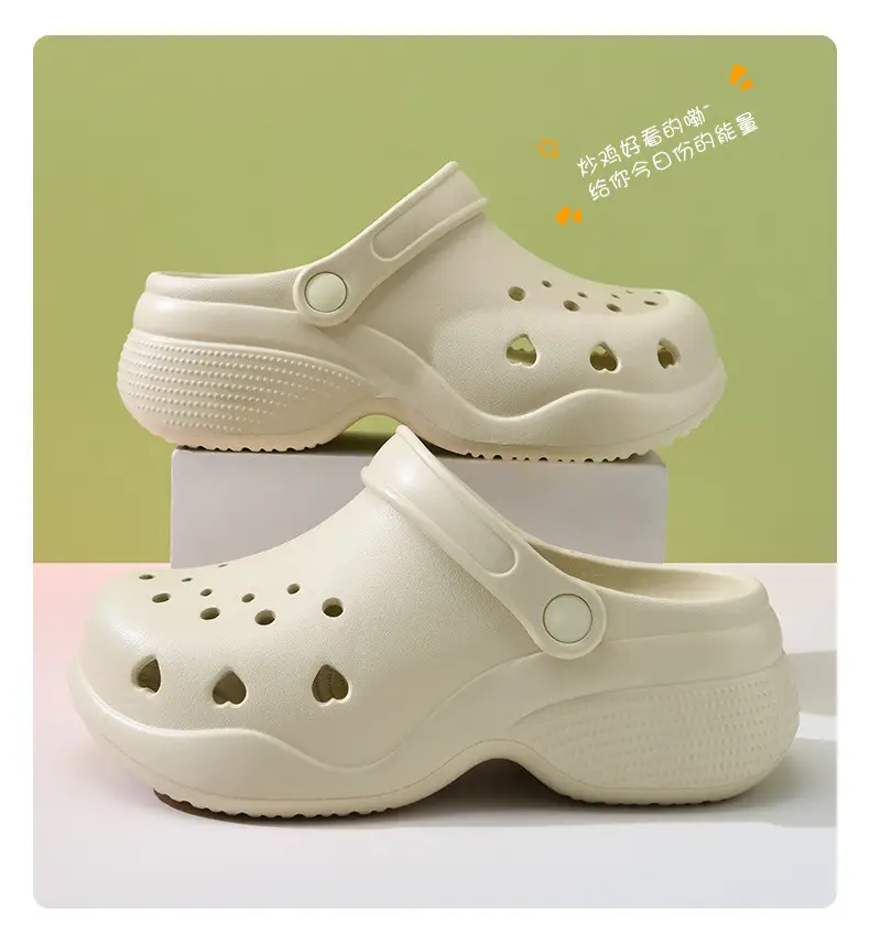 New Hole Shoes Women's Summer Increased Wear-Resistant Deodorant Tou Tops EVA Outer Wear Breathable Non-Slip Shoe Slippers — feature 10