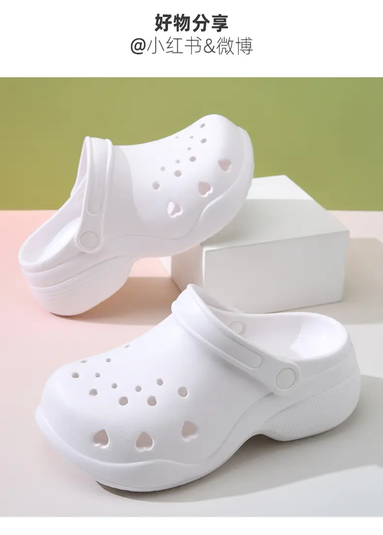 New Hole Shoes Women's Summer Increased Wear-Resistant Deodorant Tou Tops EVA Outer Wear Breathable Non-Slip Shoe Slippers — feature 12
