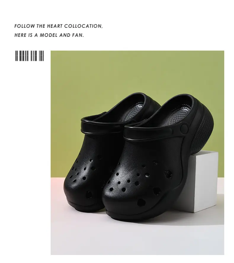New Hole Shoes Women's Summer Increased Wear-Resistant Deodorant Tou Tops EVA Outer Wear Breathable Non-Slip Shoe Slippers — feature 14
