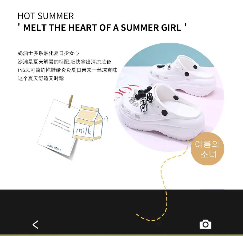 New Hole Shoes Women's Summer Increased Wear-Resistant Deodorant Tou Tops EVA Outer Wear Breathable Non-Slip Shoe Slippers — feature 2