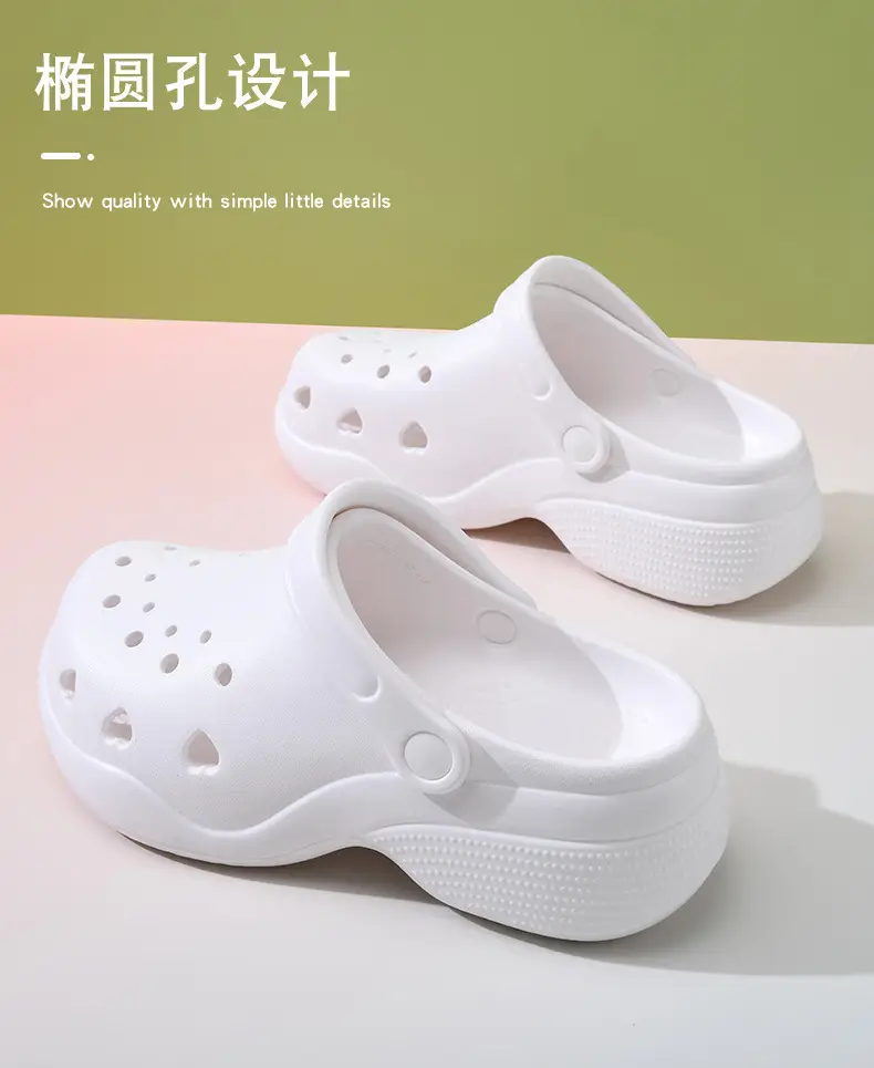 New Hole Shoes Women's Summer Increased Wear-Resistant Deodorant Tou Tops EVA Outer Wear Breathable Non-Slip Shoe Slippers — feature 3
