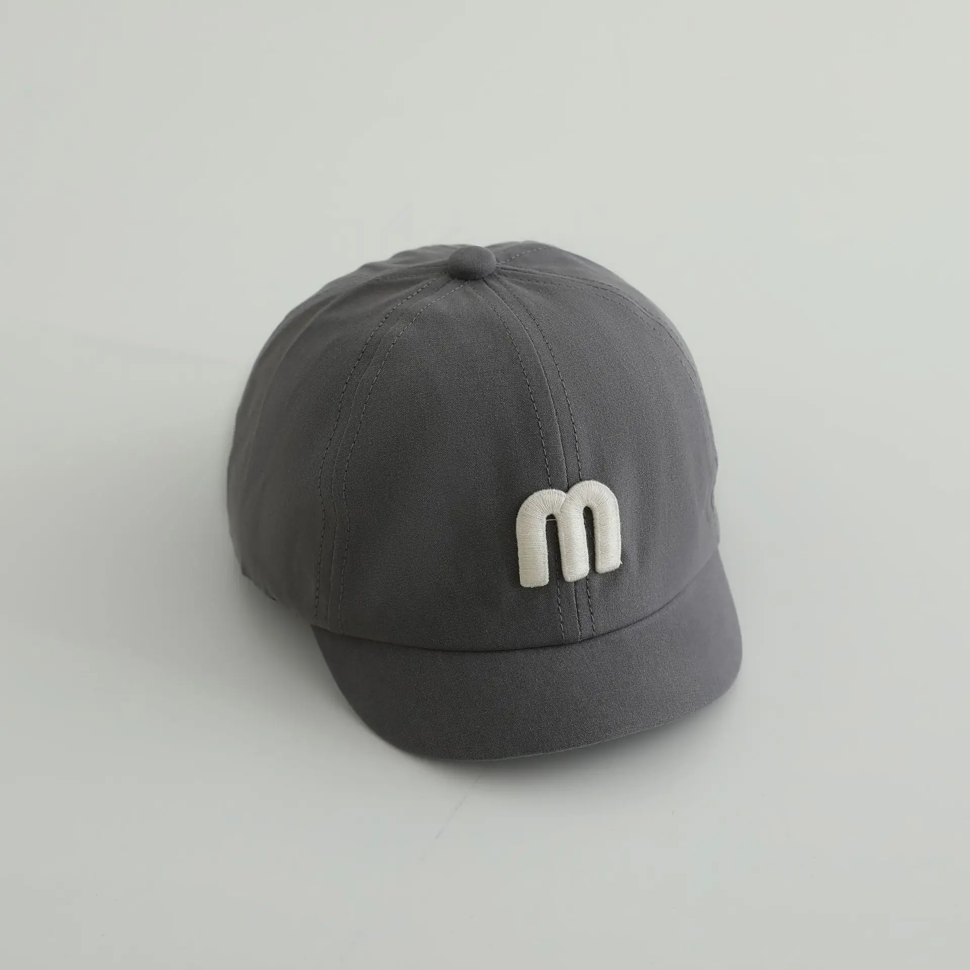 Gray M-Logo Baby Cap for Boys Spring Autumn - Image 4