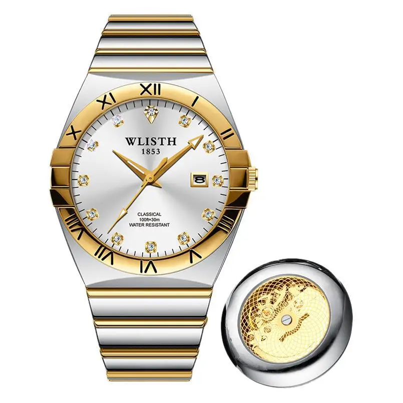 Wristwatch Men Gold Silver Quartz Calendar Waterproof - Image 7