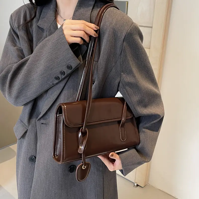 Red Women's Retro Style Shoulder Bag with Long Handle - Image 7