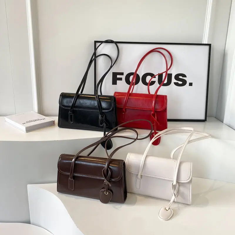 Red Women's Retro Style Shoulder Bag with Long Handle - Image 8