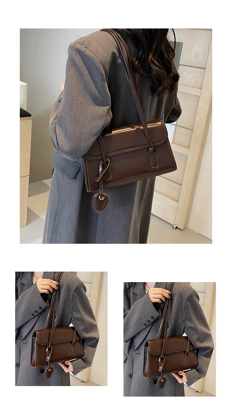 Red Women's Retro Style Shoulder Bag with Long Handle — feature 10