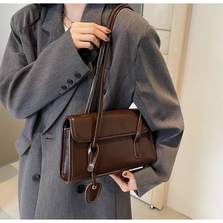 Red Women's Retro Style Shoulder Bag with Long Handle — feature 17