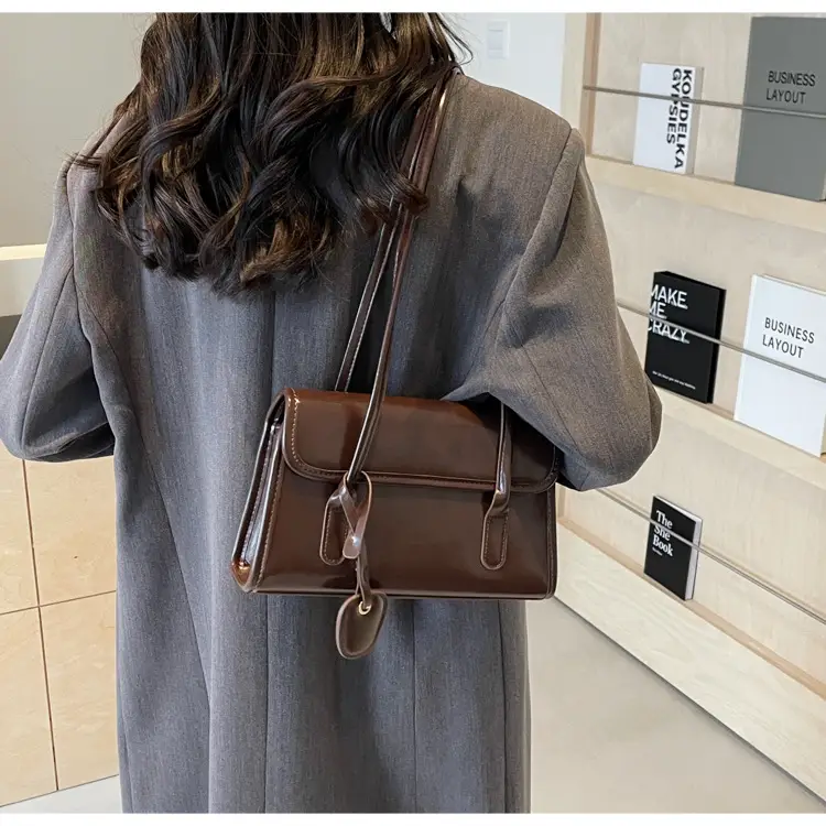 Red Women's Retro Style Shoulder Bag with Long Handle — feature 18