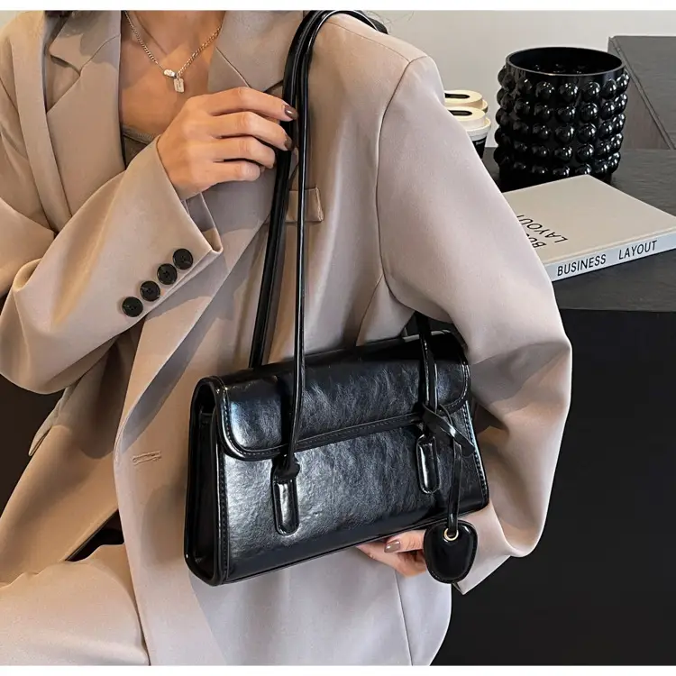 Red Women's Retro Style Shoulder Bag with Long Handle — feature 27