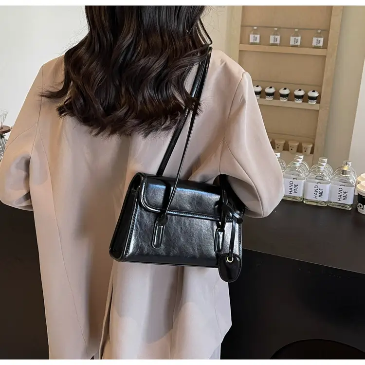 Red Women's Retro Style Shoulder Bag with Long Handle — feature 29