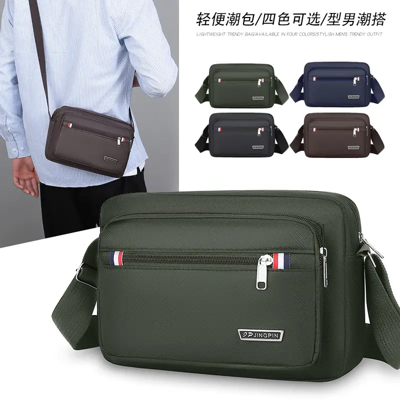 Men's Multi-Layer Shoulder Bag Navy Blue Business Travel - Image 6