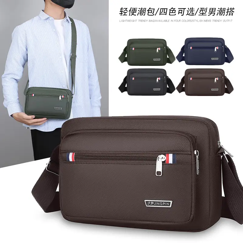 Men's Multi-Layer Shoulder Bag Navy Blue Business Travel - Image 7