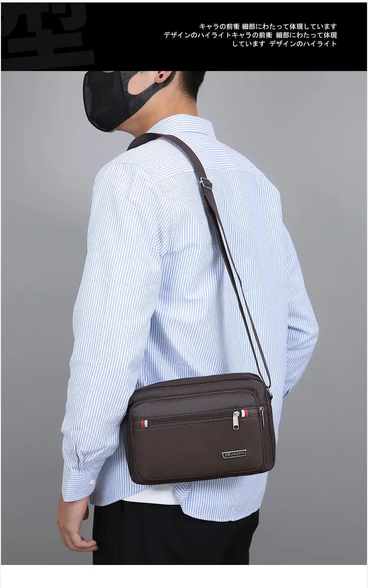 Men's Multi-Layer Shoulder Bag Navy Blue Business Travel — feature 11