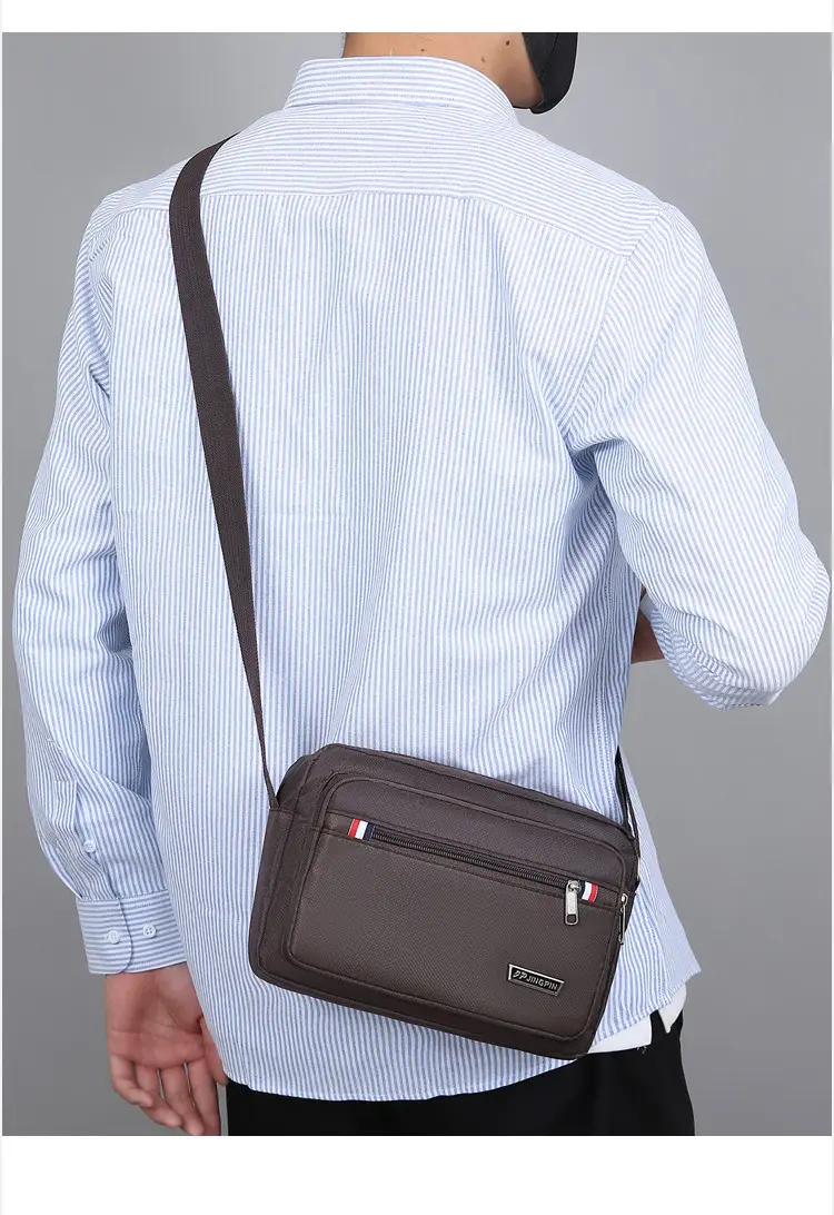 Men's Multi-Layer Shoulder Bag Navy Blue Business Travel — feature 13