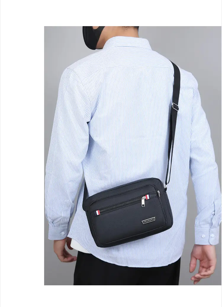Men's Multi-Layer Shoulder Bag Navy Blue Business Travel — feature 16