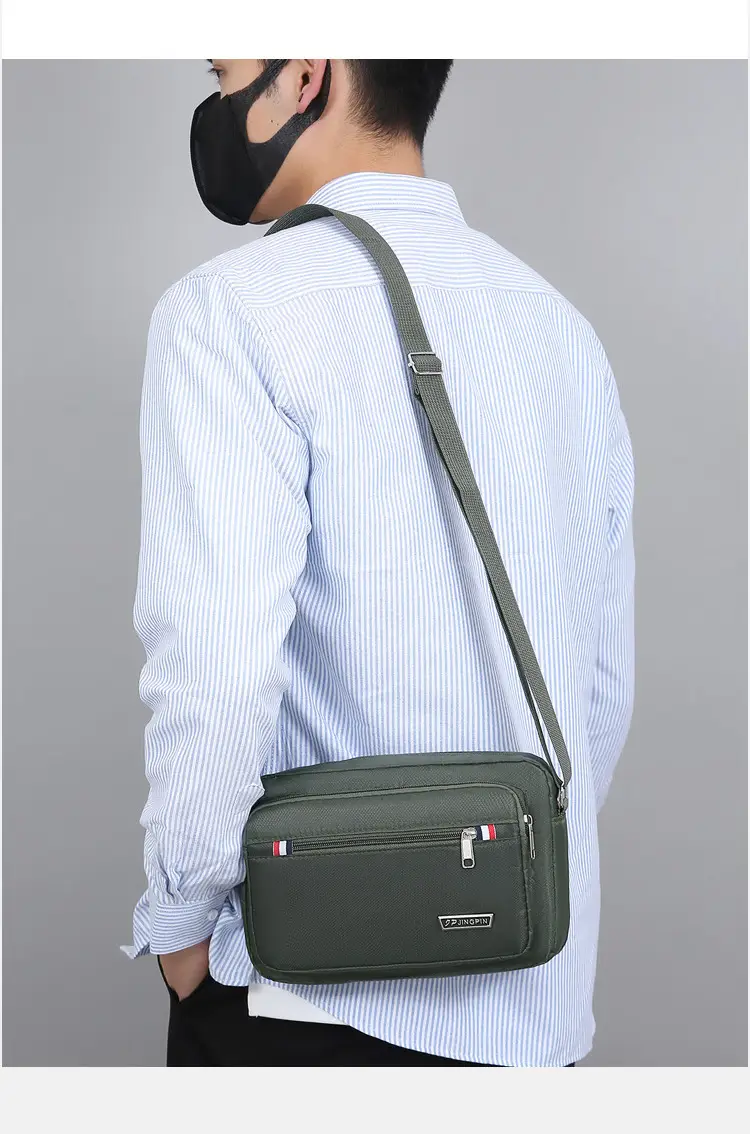 Men's Multi-Layer Shoulder Bag Navy Blue Business Travel — feature 17