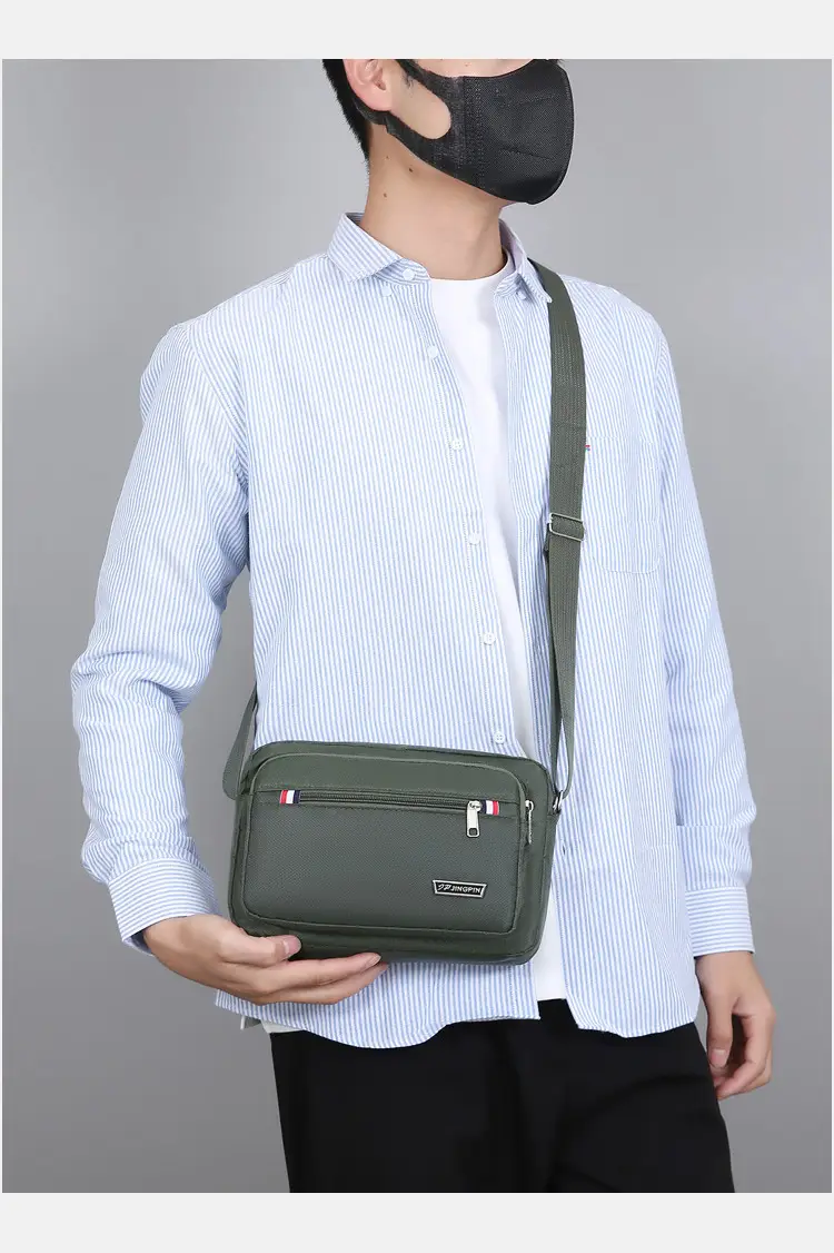 Men's Multi-Layer Shoulder Bag Navy Blue Business Travel — feature 18