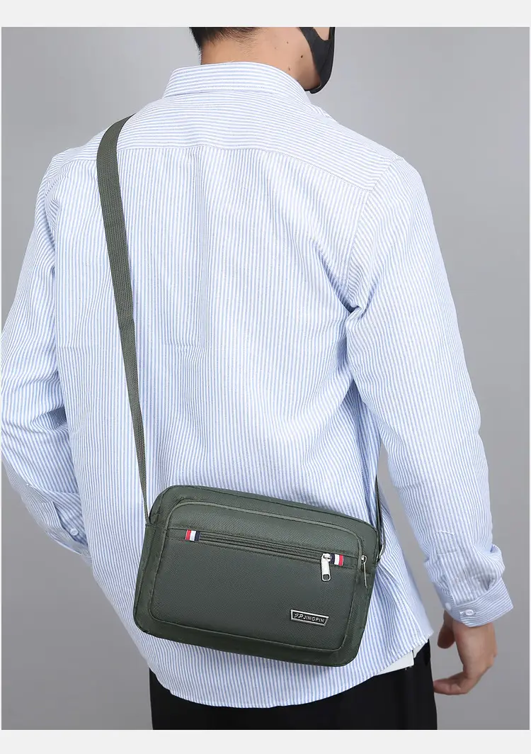 Men's Multi-Layer Shoulder Bag Navy Blue Business Travel — feature 19