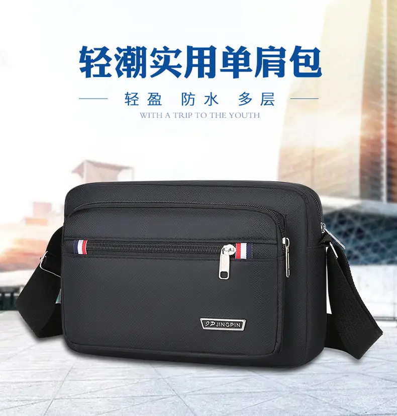 Men's Multi-Layer Shoulder Bag Navy Blue Business Travel — feature 2