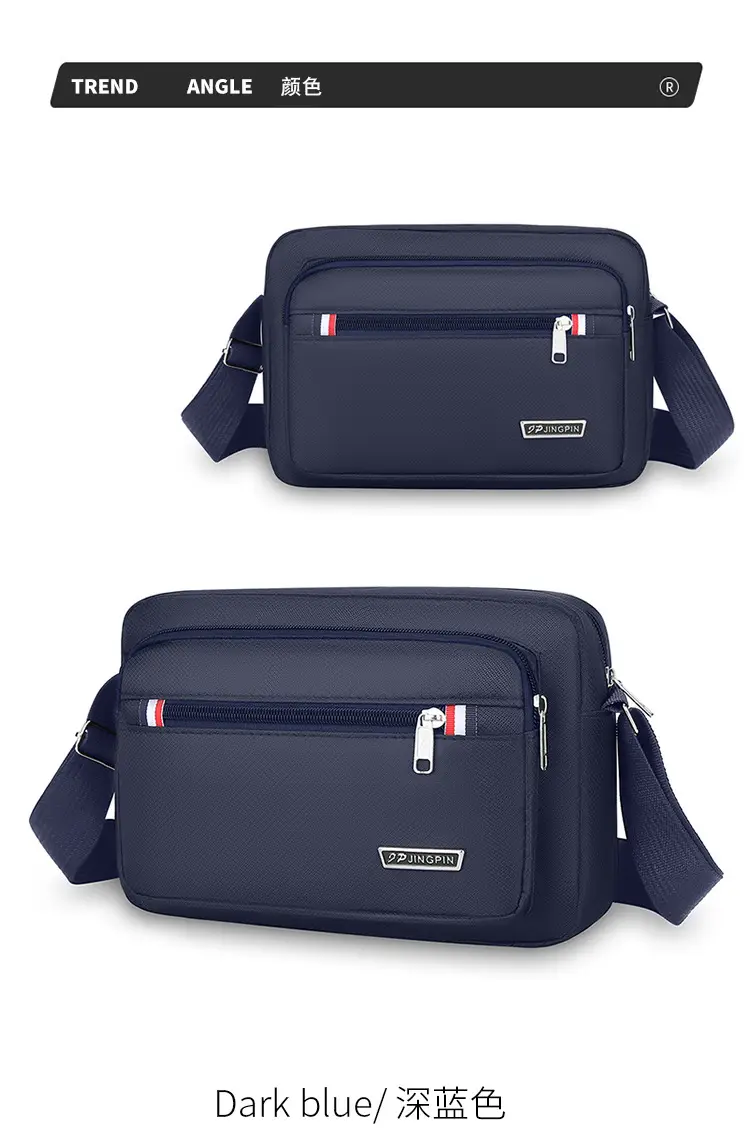 Men's Multi-Layer Shoulder Bag Navy Blue Business Travel — feature 23