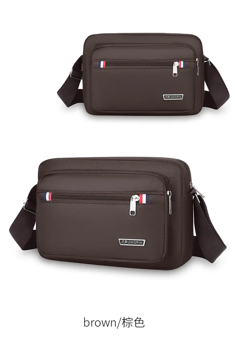 Men's Multi-Layer Shoulder Bag Navy Blue Business Travel — feature 24