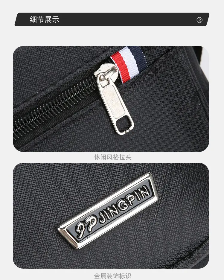 Men's Multi-Layer Shoulder Bag Navy Blue Business Travel — feature 32