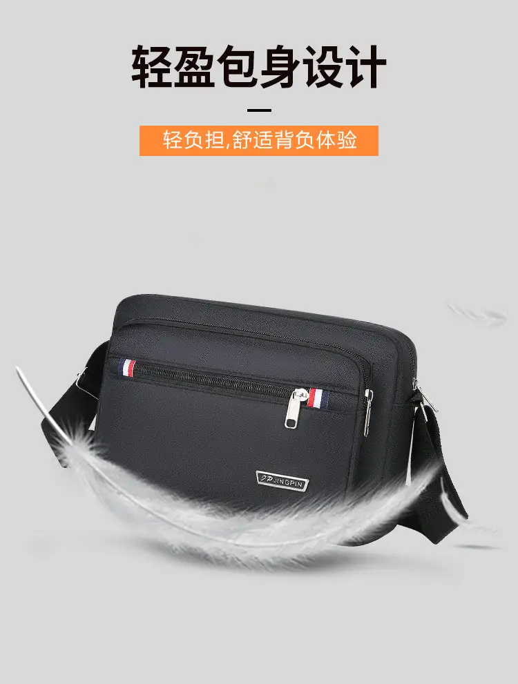Men's Multi-Layer Shoulder Bag Navy Blue Business Travel — feature 7