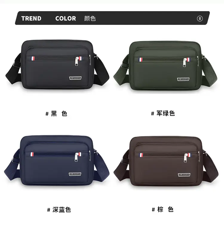Men's Multi-Layer Shoulder Bag Navy Blue Business Travel — feature 9