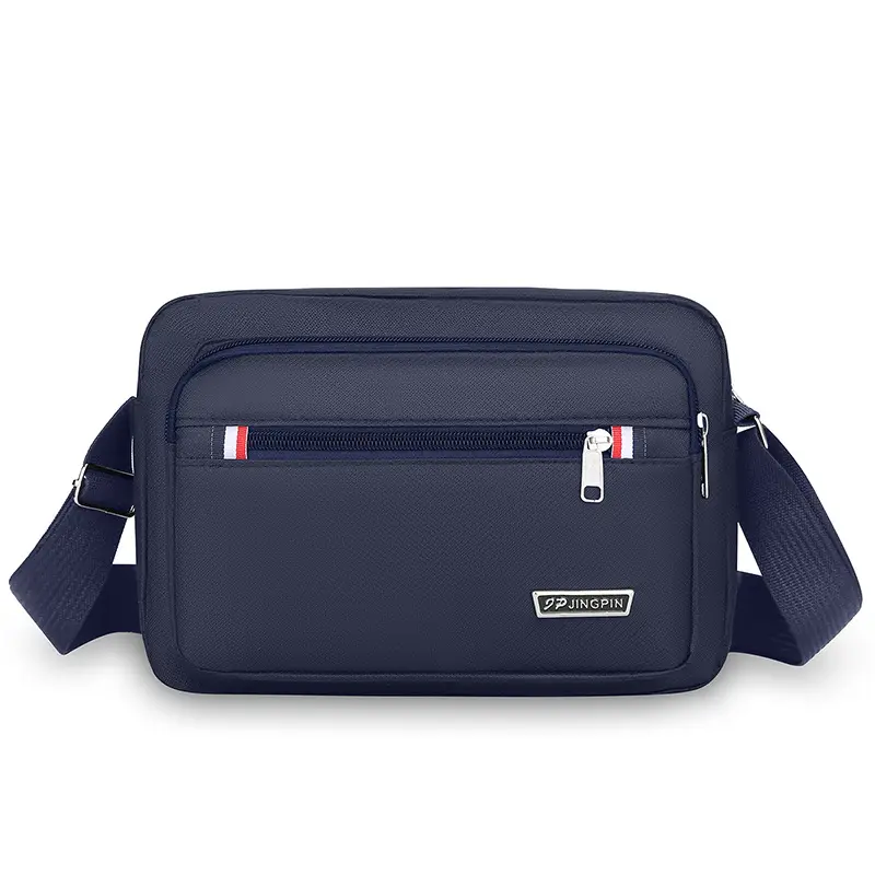 Men's Multi-Layer Shoulder Bag Navy Blue Business Travel - Image 3
