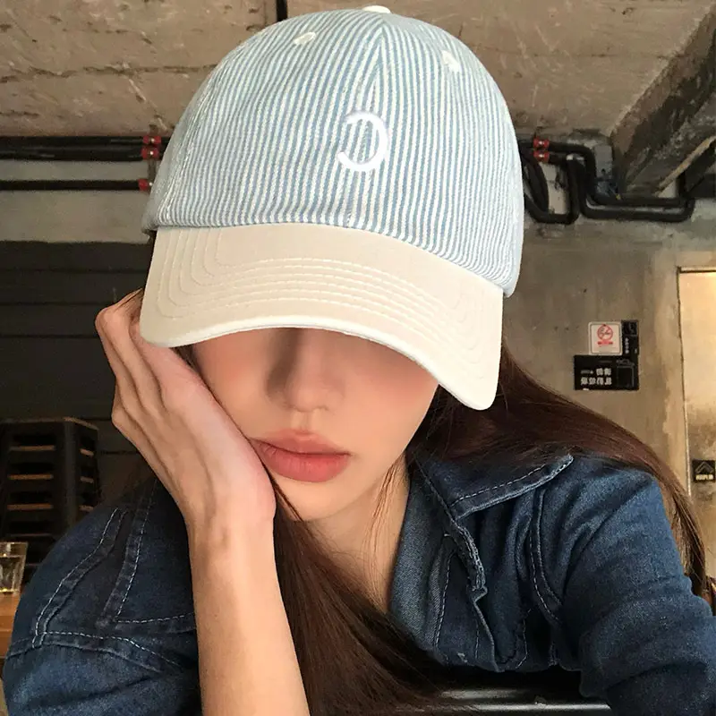 Women Striped Baseball Cap Red Back 2025 Spring Summer