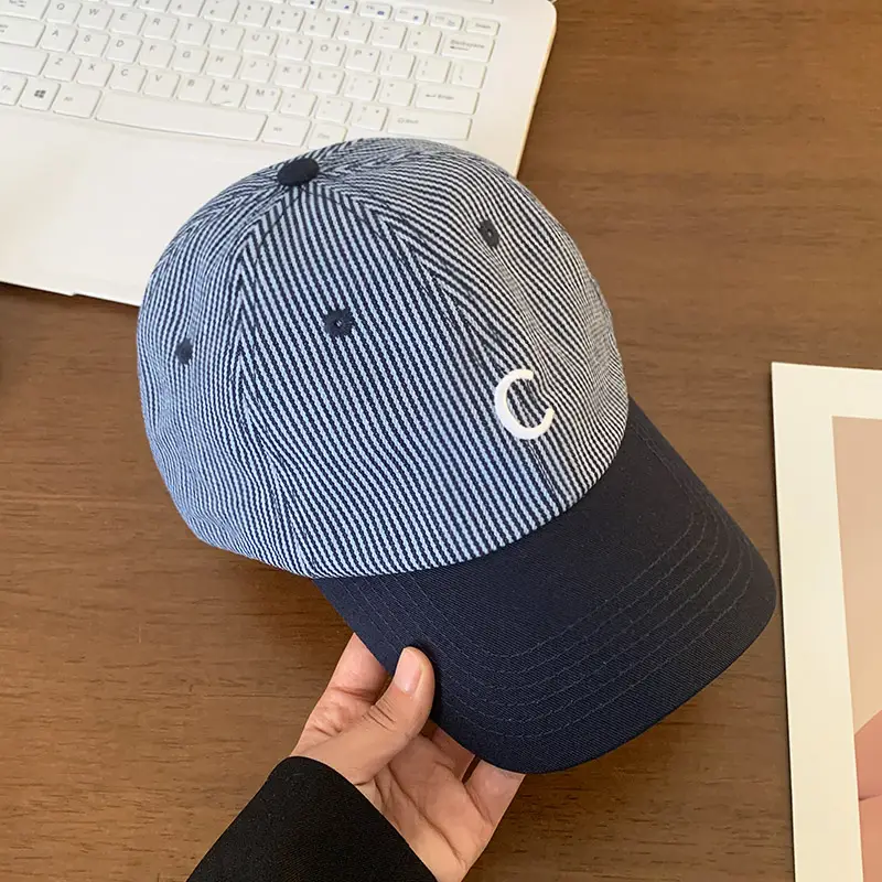 Women Striped Baseball Cap Red Back 2025 Spring Summer