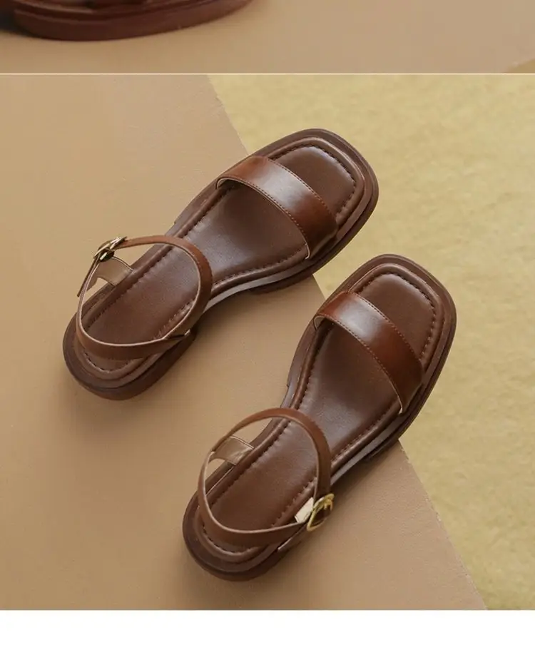 Internet Celebrity Popular Sandals and Slippers Women's Flat Bottom High-grade Korean-style All-match Comfortable Outer Wear Non-slip Roman Cool Shoes — feature 6