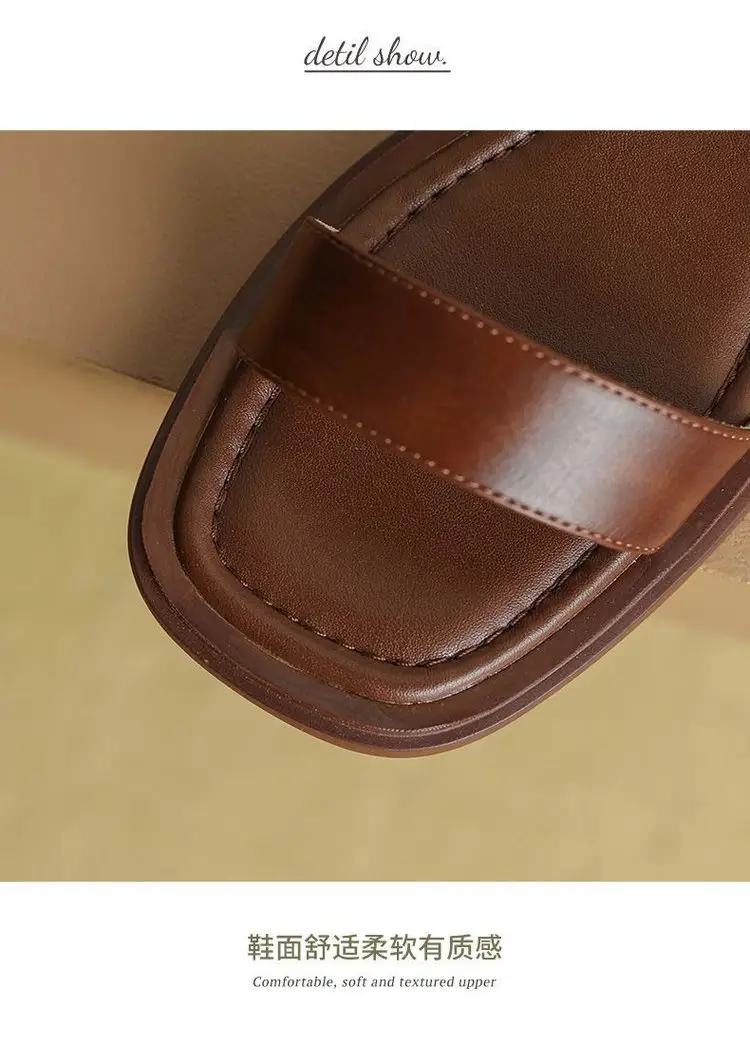 Internet Celebrity Popular Sandals and Slippers Women's Flat Bottom High-grade Korean-style All-match Comfortable Outer Wear Non-slip Roman Cool Shoes — feature 7