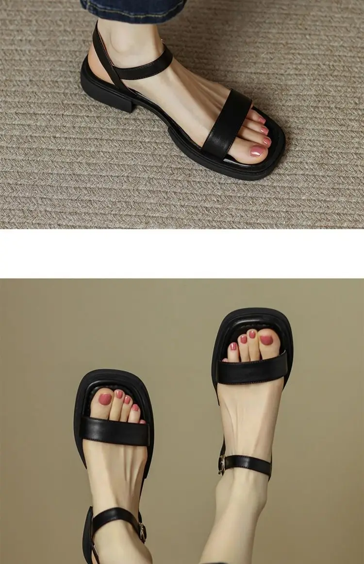Internet Celebrity Popular Sandals and Slippers Women's Flat Bottom High-grade Korean-style All-match Comfortable Outer Wear Non-slip Roman Cool Shoes — feature 8