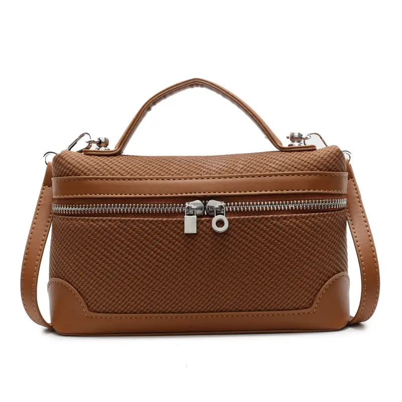 Korean Style Brown Crossover Shoulder Bag for Women