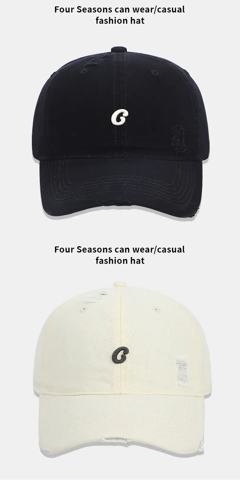 Small C Letter Cap Women Retro Casual All Colors — feature 13