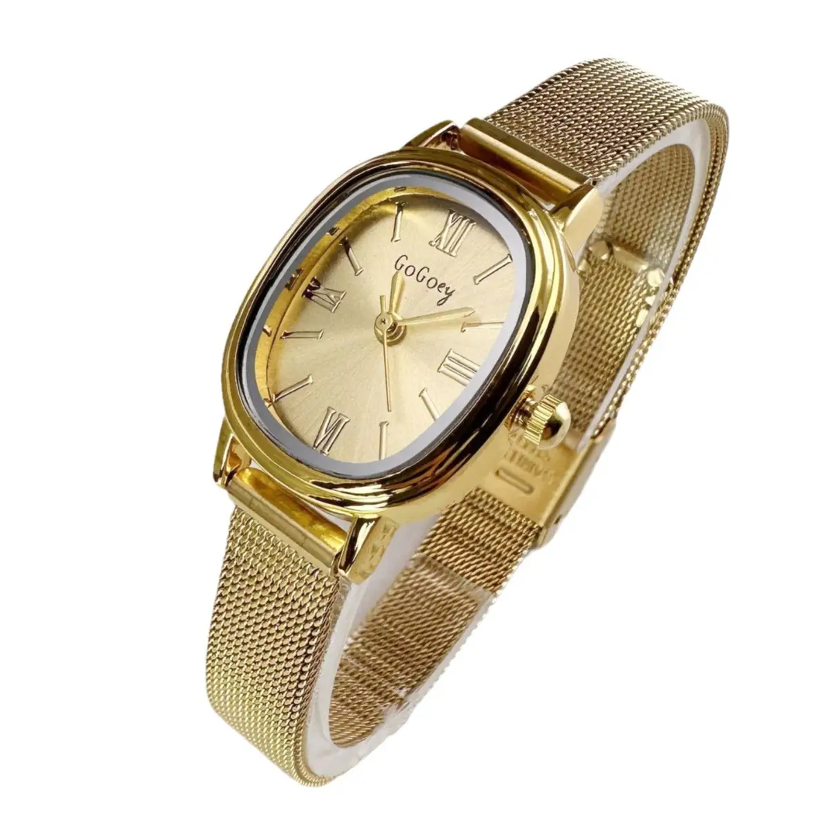 Gold Mesh Band Women's Quartz Watch with Medieval Design - Image 8