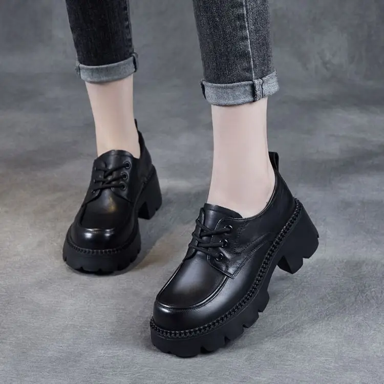 British Style Small Leather Shoes Women's 2025 Spring New Japanese All-match Mary Jane Platform Shoes High-end Style Shoes - Image 4