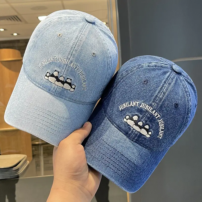 Washed Denim Vintage Embroidered Bear Cap Blue - Image 6